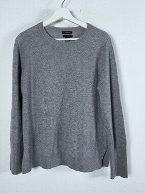 Halogen Women Cashmere Sweater Gray Crewneck Long Sleeve Soft Luxury Pullover XL